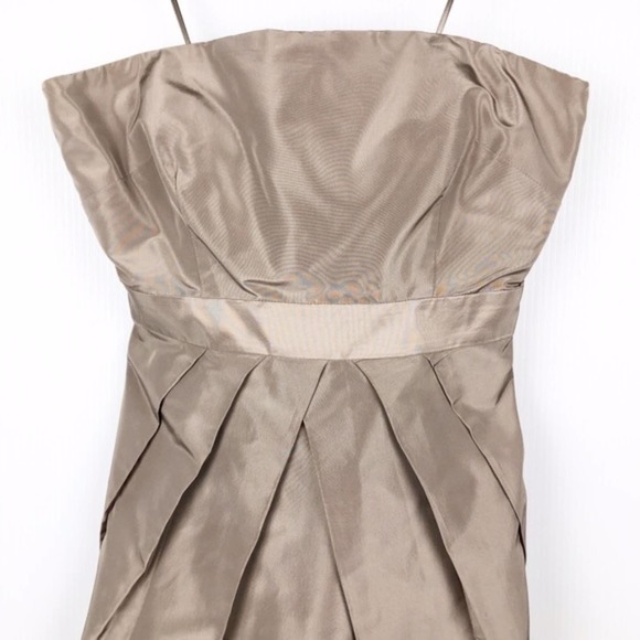 J Crew Silk Taffeta Strapless Taupe Sheath Dress - Picture 4 of 6